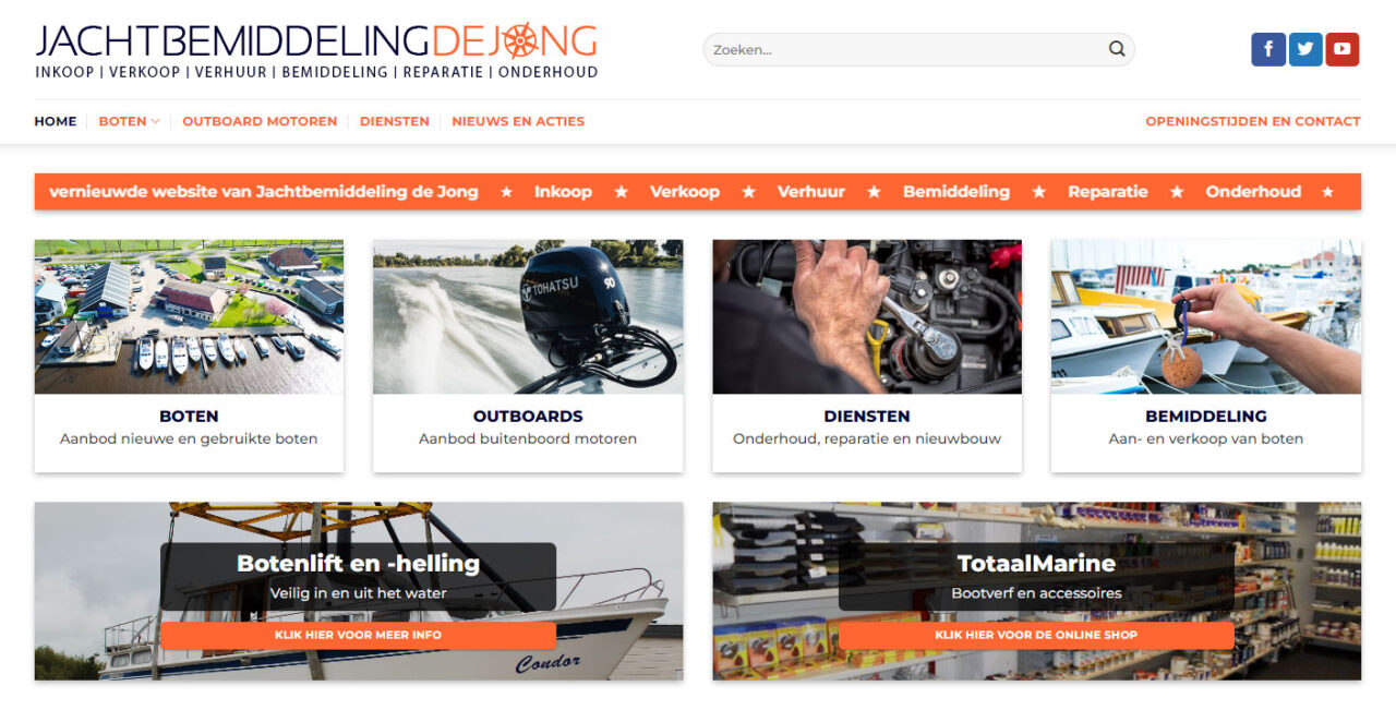 Nieuwe website Jachtbemiddeling de Jong